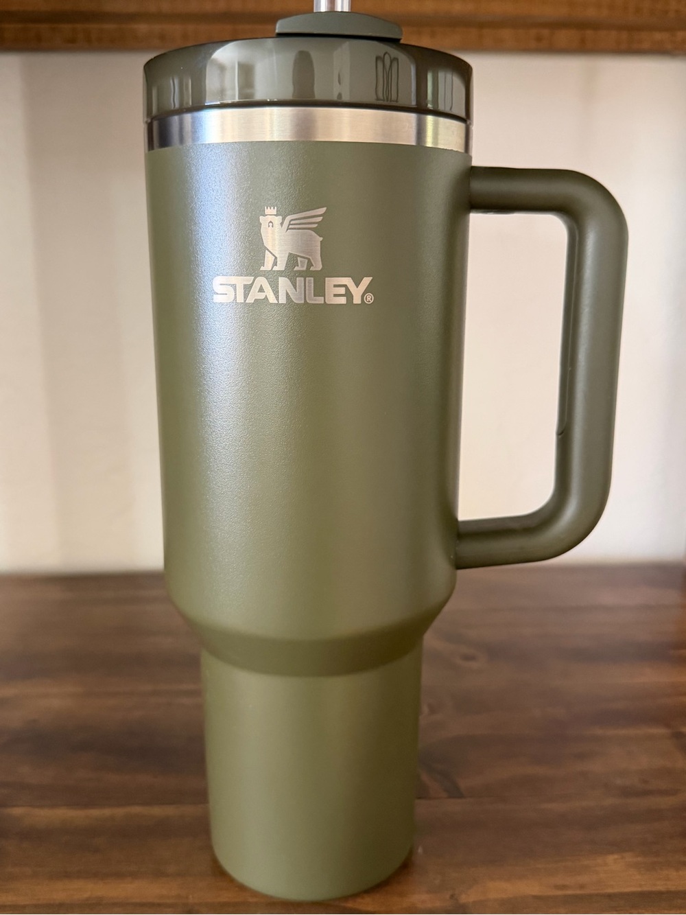 Stanley Matte Olive Green Travel Mug with Handle